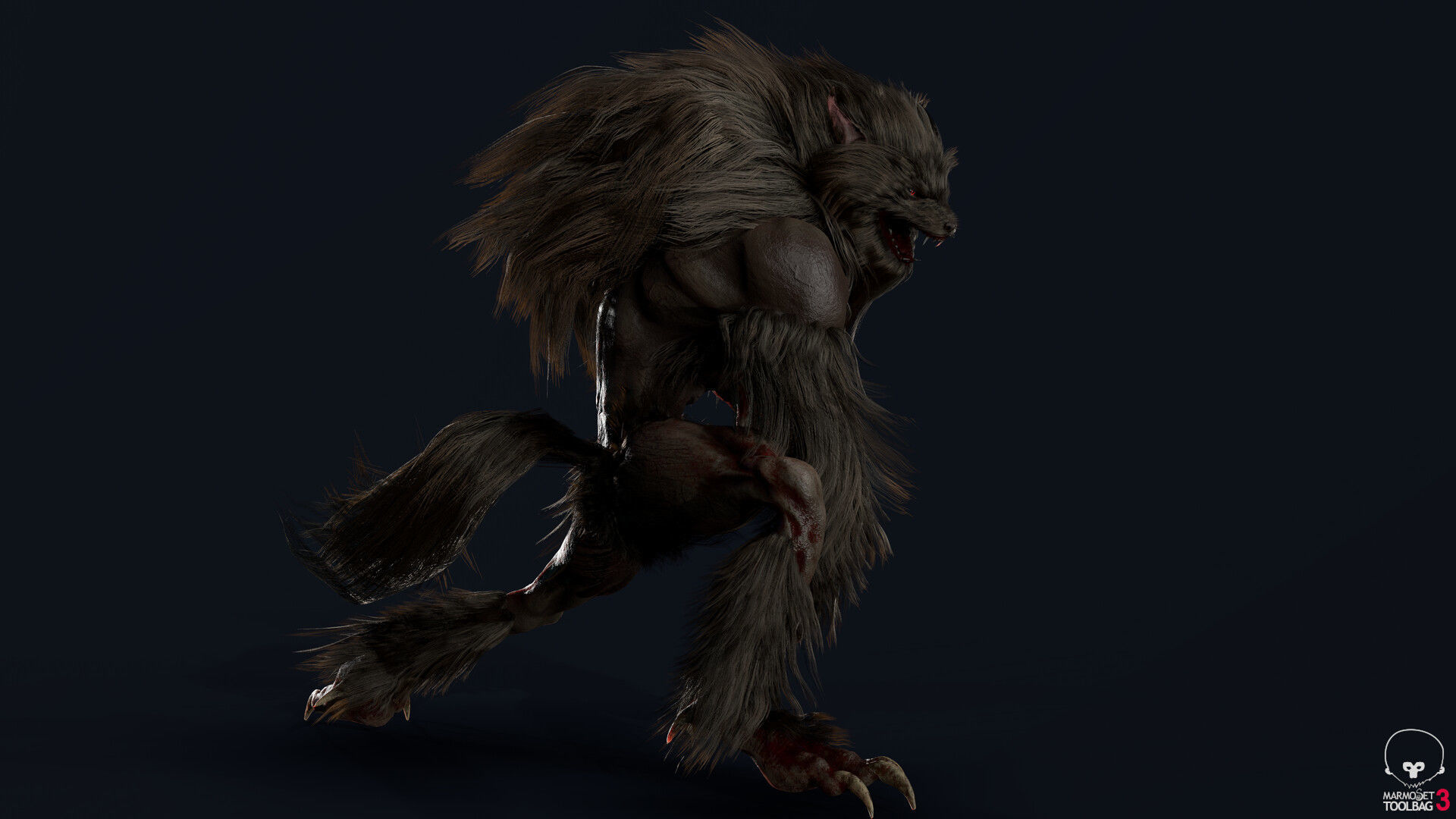 werewolf Low-poly 3D model_15