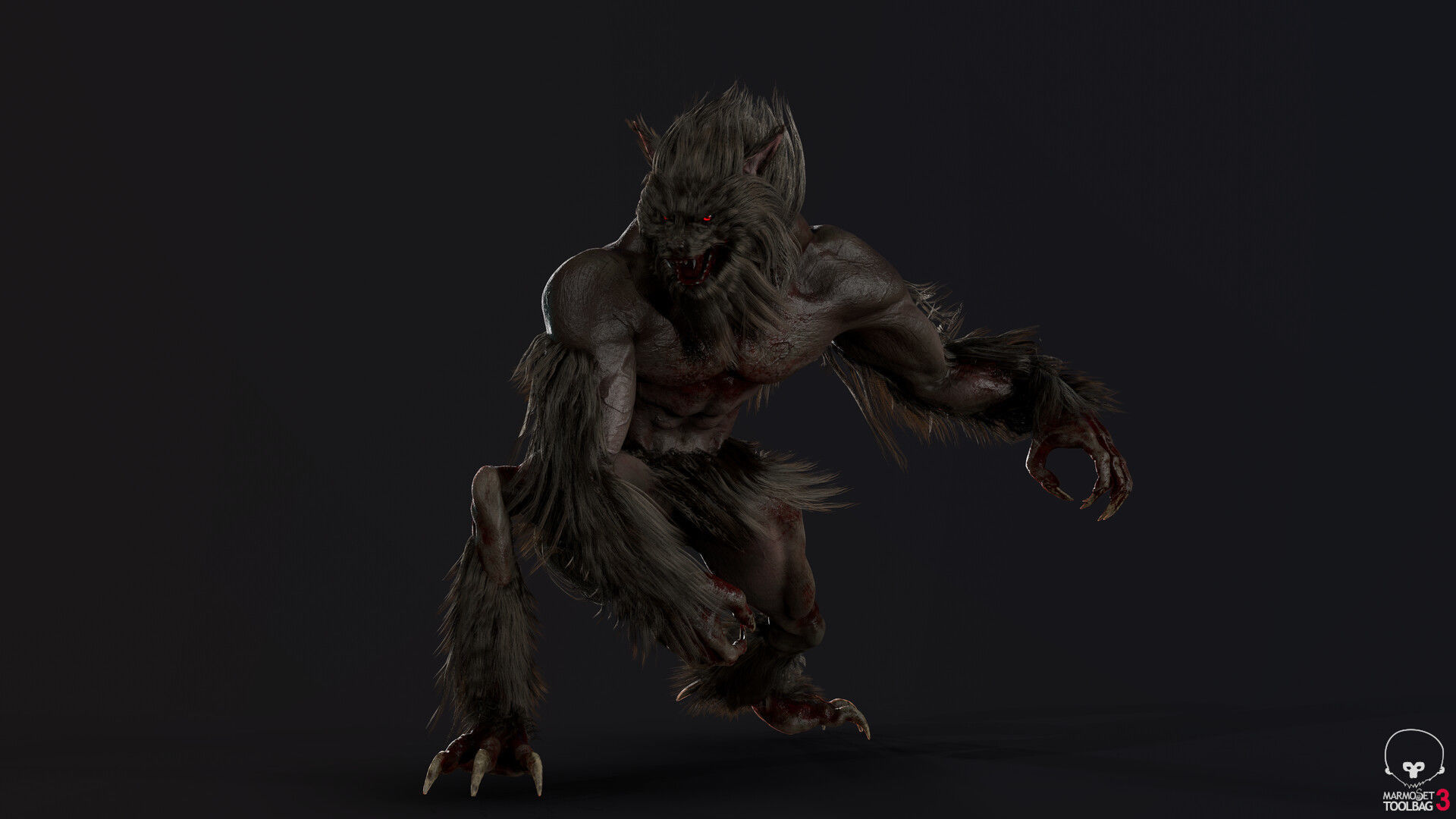 werewolf Low-poly 3D model_7