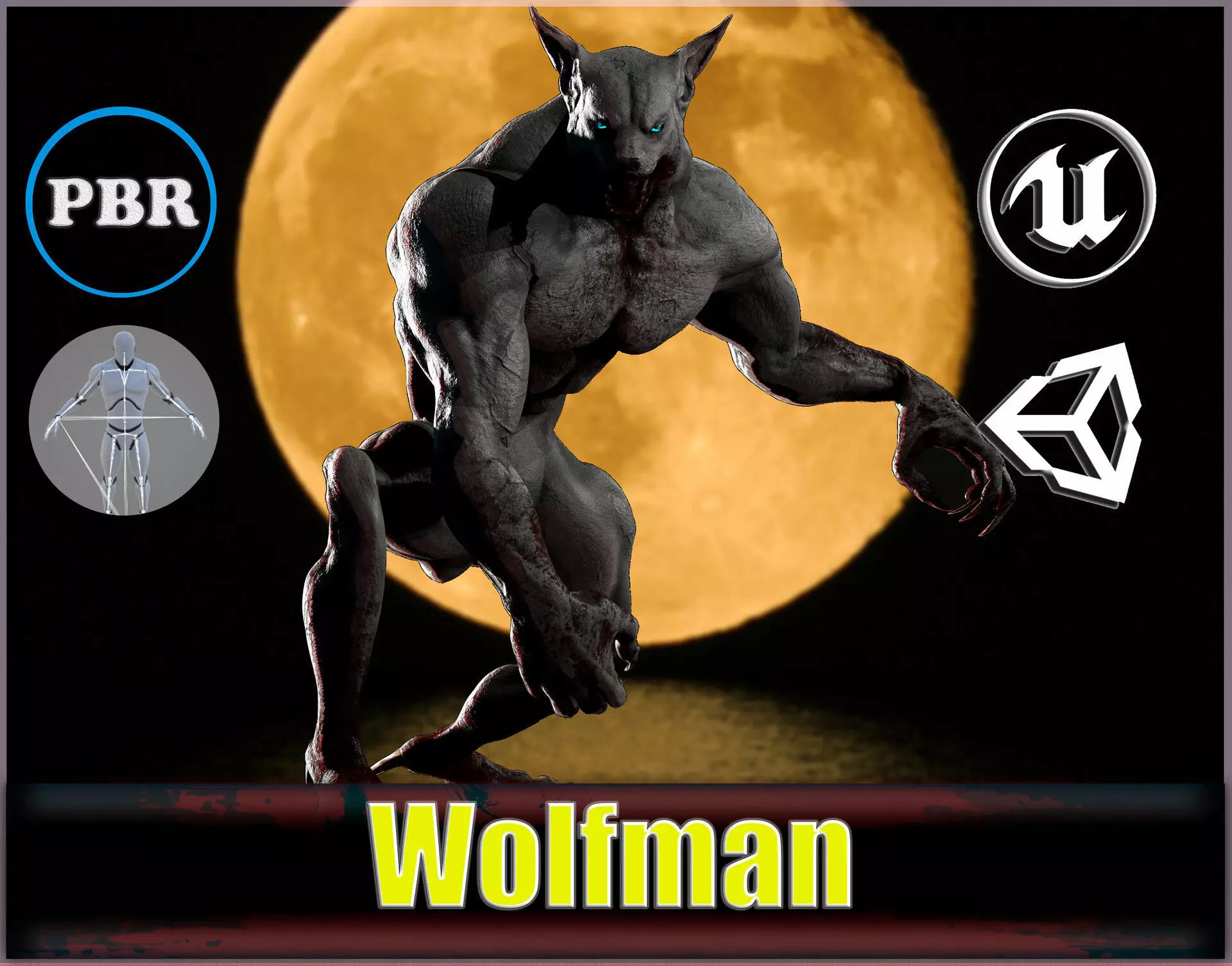 werewolf Low-poly 3D model_0