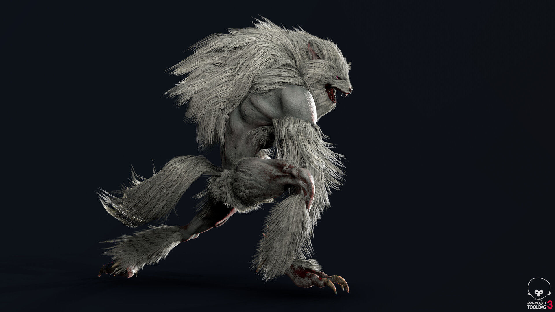 werewolf Low-poly 3D model_9