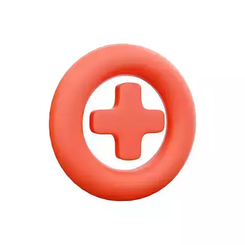 3D render Add icon plus medical cross round 3D model