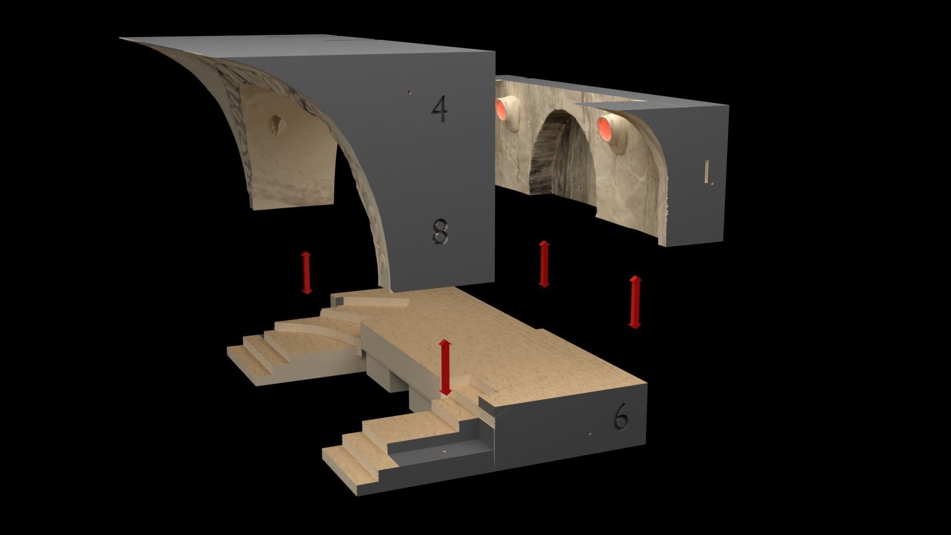 Jabbas Throne Area - small - 1-12 Blackseries 3D print model_18