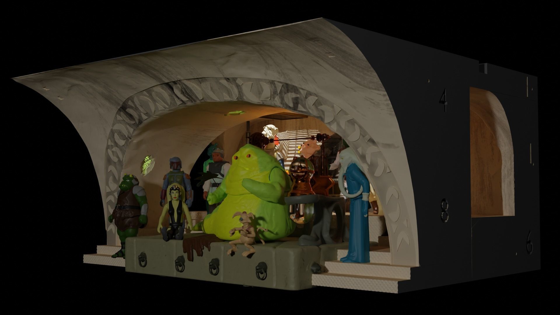 Jabbas Throne Area - small - 1-12 Blackseries 3D print model_8