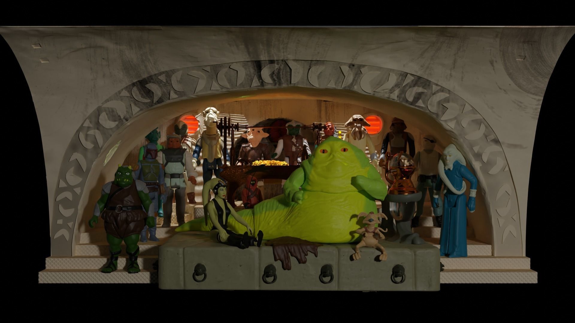 Jabbas Throne Area - small - 1-6 Hottoys 3D print model_7