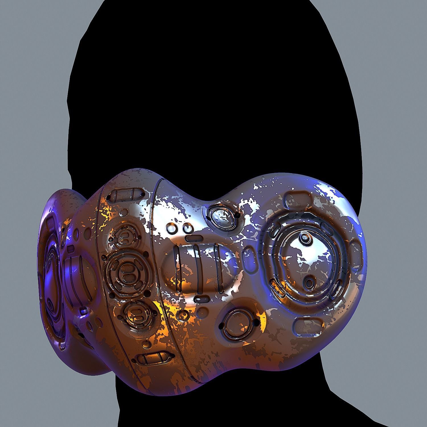 Gas mask helmet 3d model scifi Low-poly Low-poly 3D model_1