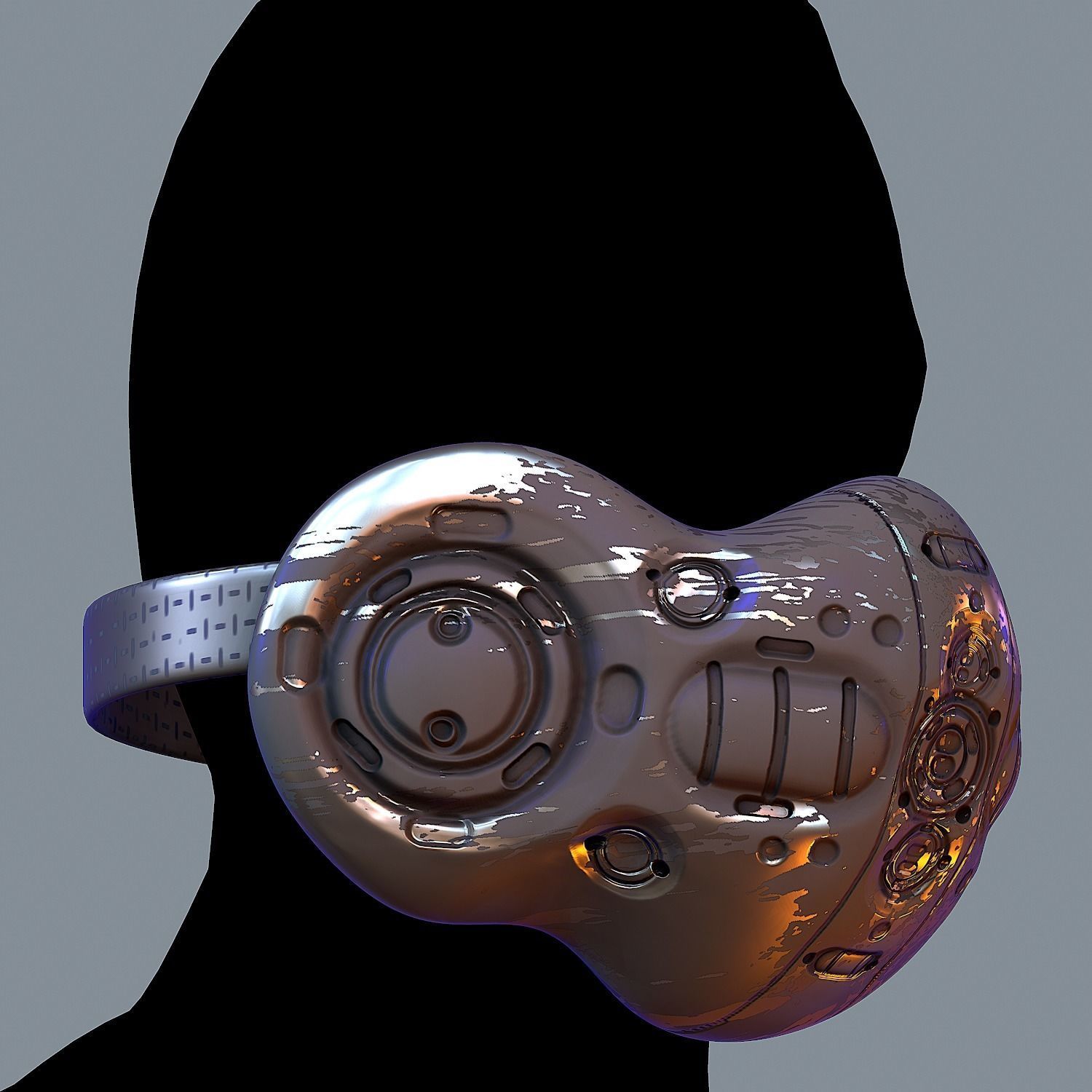 Gas mask helmet 3d model scifi Low-poly Low-poly 3D model_3