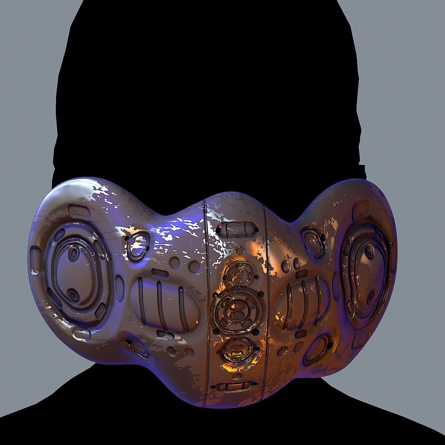 Gas mask helmet 3d model scifi Low-poly Low-poly 3D model_2