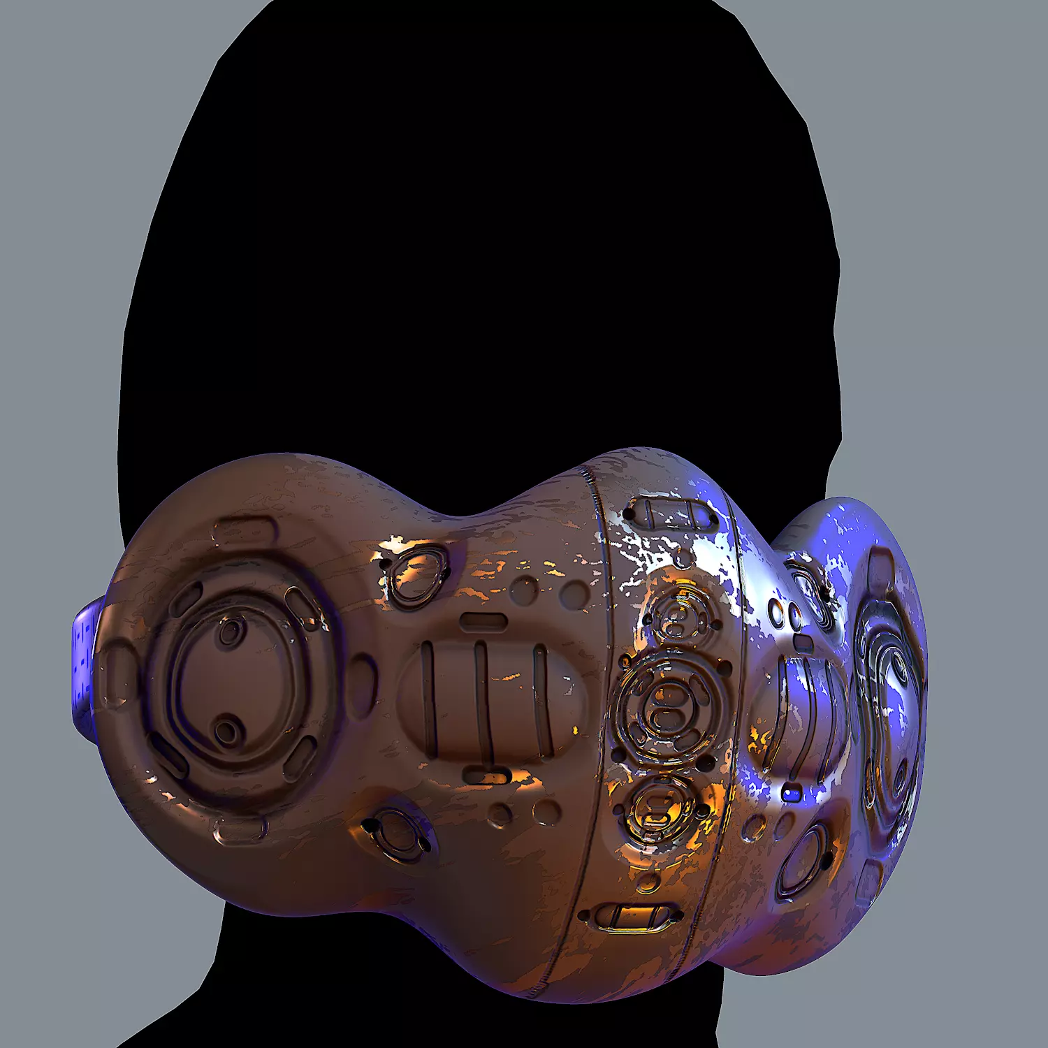 Gas mask helmet 3d model scifi Low-poly Low-poly 3D model_0