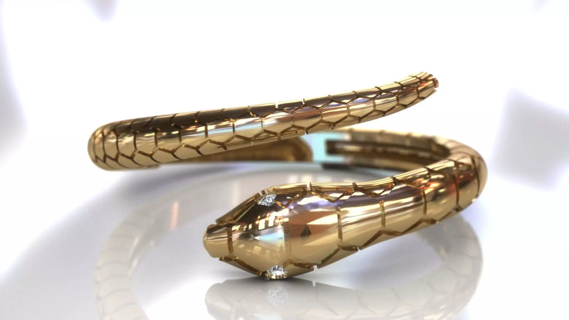 Snake ring with special sparkling diamond 3D print model_0