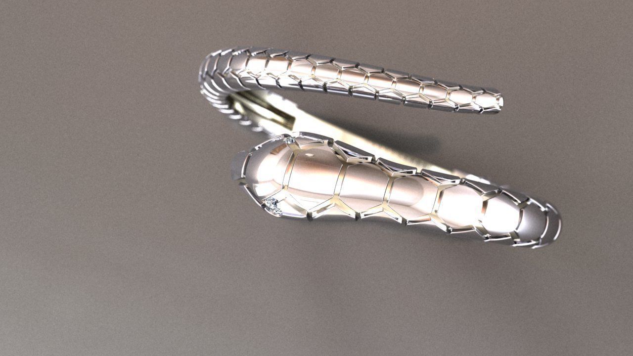 Snake ring with special sparkling diamond 3D print model_9