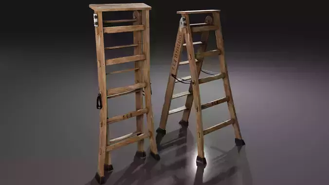 Wooden Ladder  Low-poly 3D model