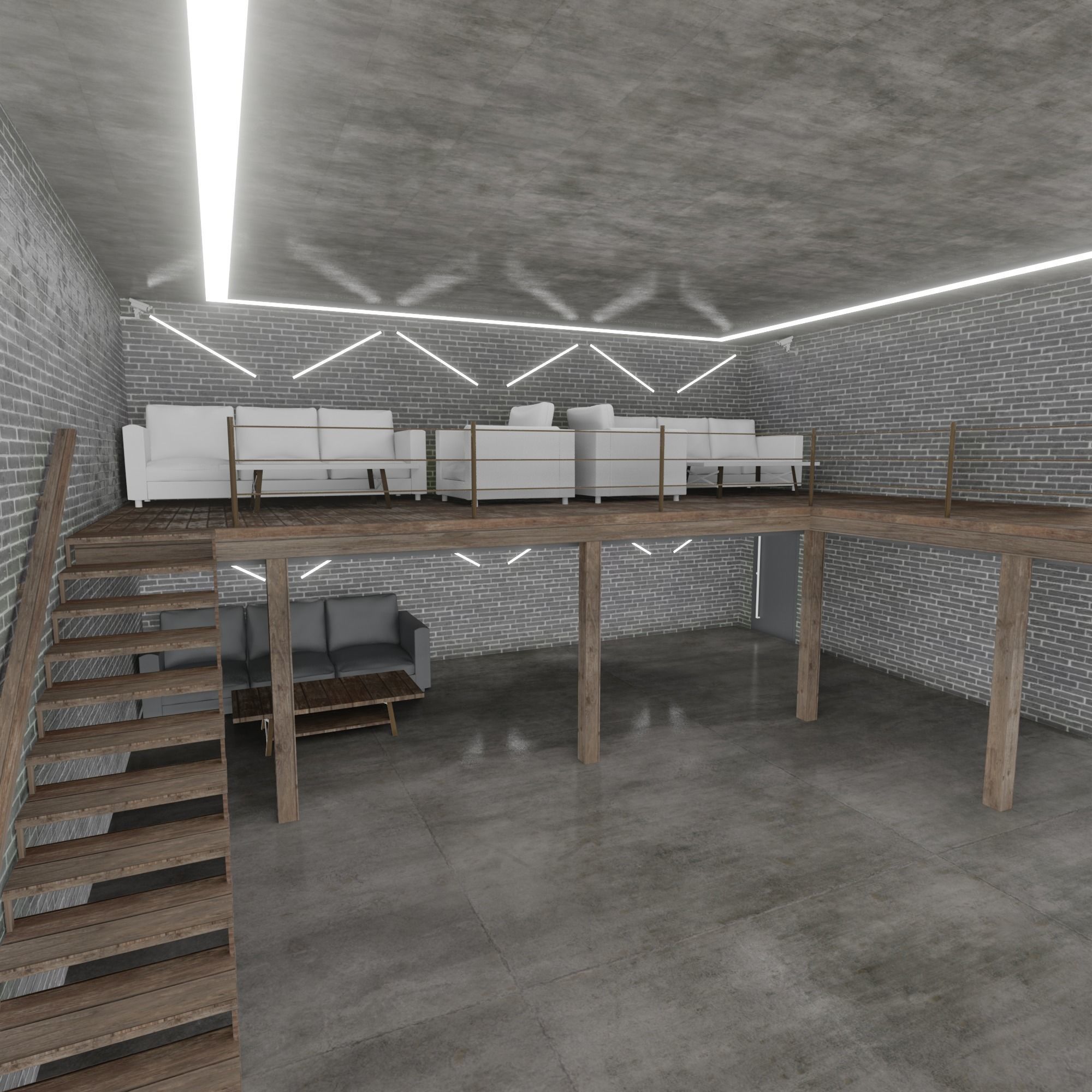 Loft Interior garage 3D model_2