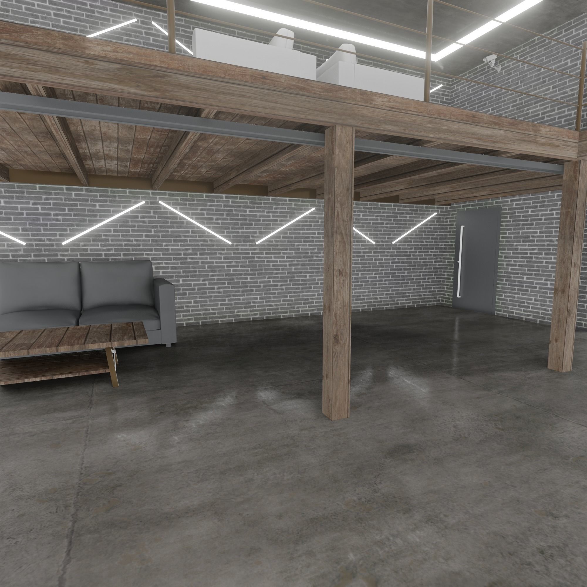 Loft Interior garage 3D model_3