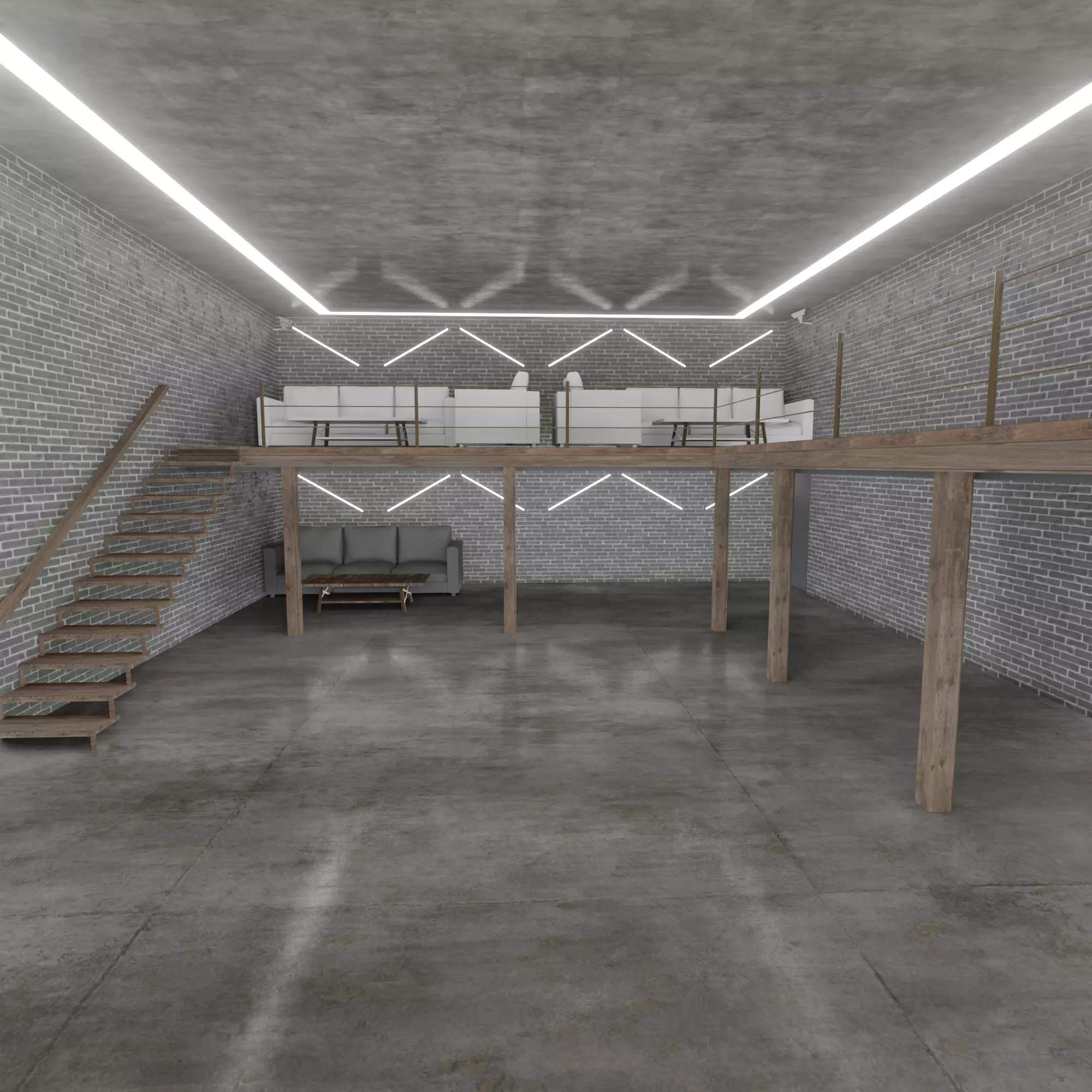 Loft Interior garage 3D model_0