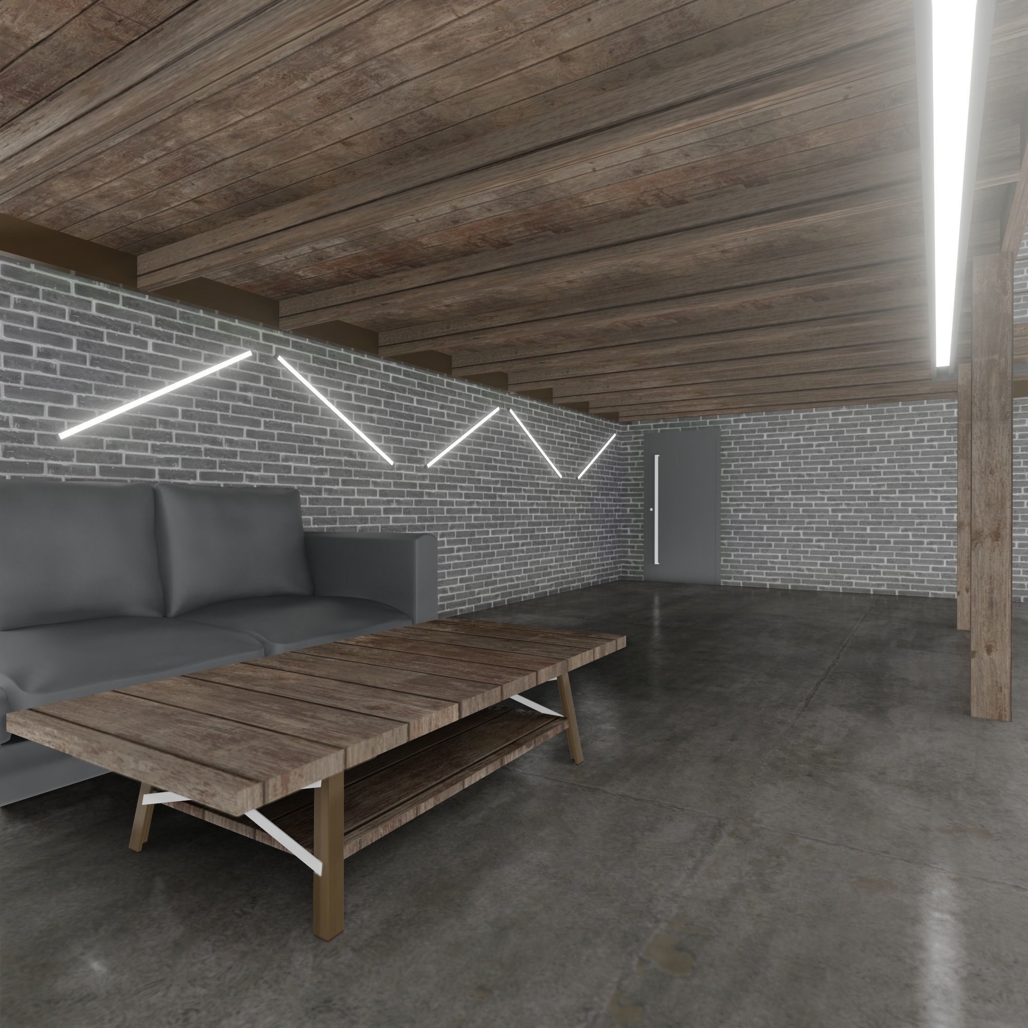 Loft Interior garage 3D model_7