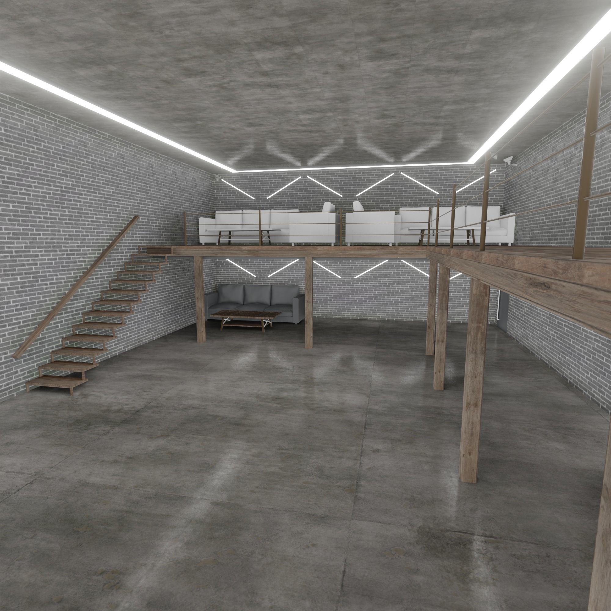 Loft Interior garage 3D model_4