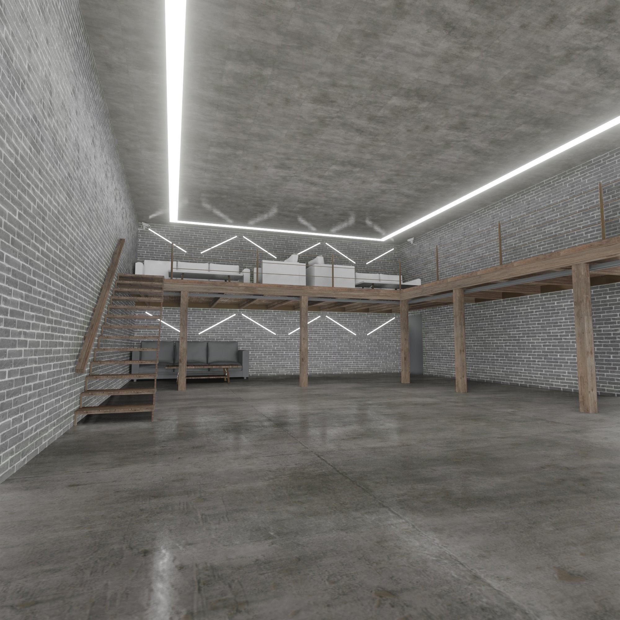 Loft Interior garage 3D model_9