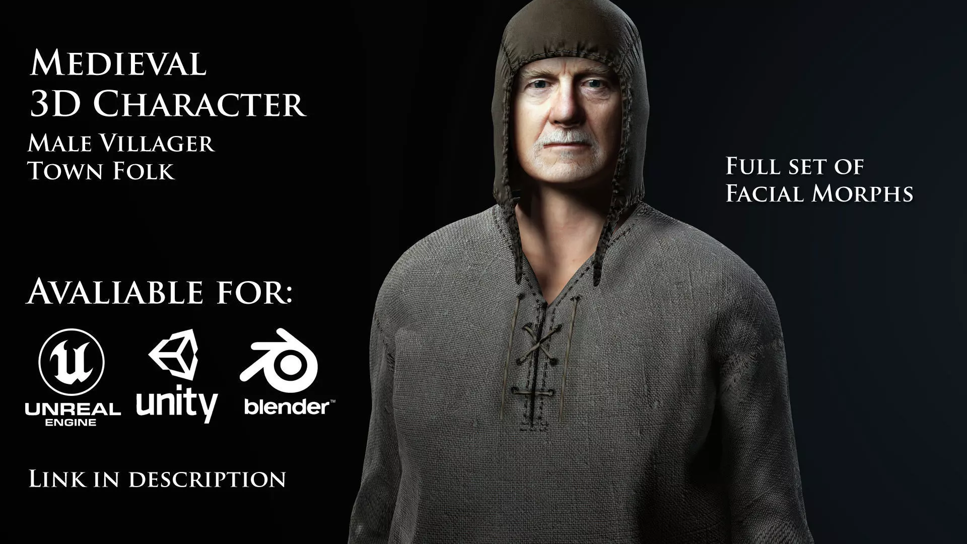 3D Medieval Character 01 Villager Town Folk Low-poly 3D model_0