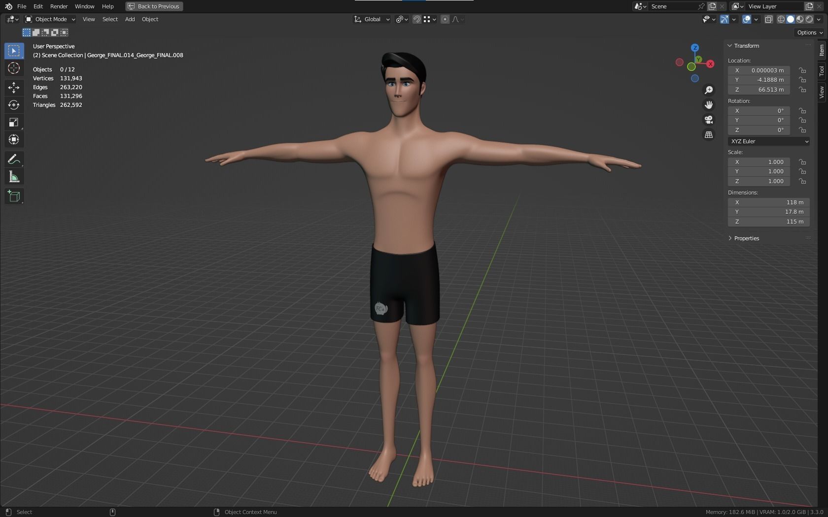Mike cartoon Male Teen Character 3D model_9