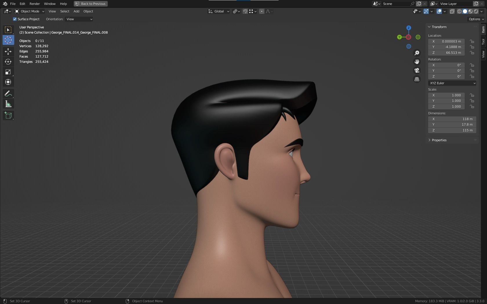 Mike cartoon Male Teen Character 3D model_24