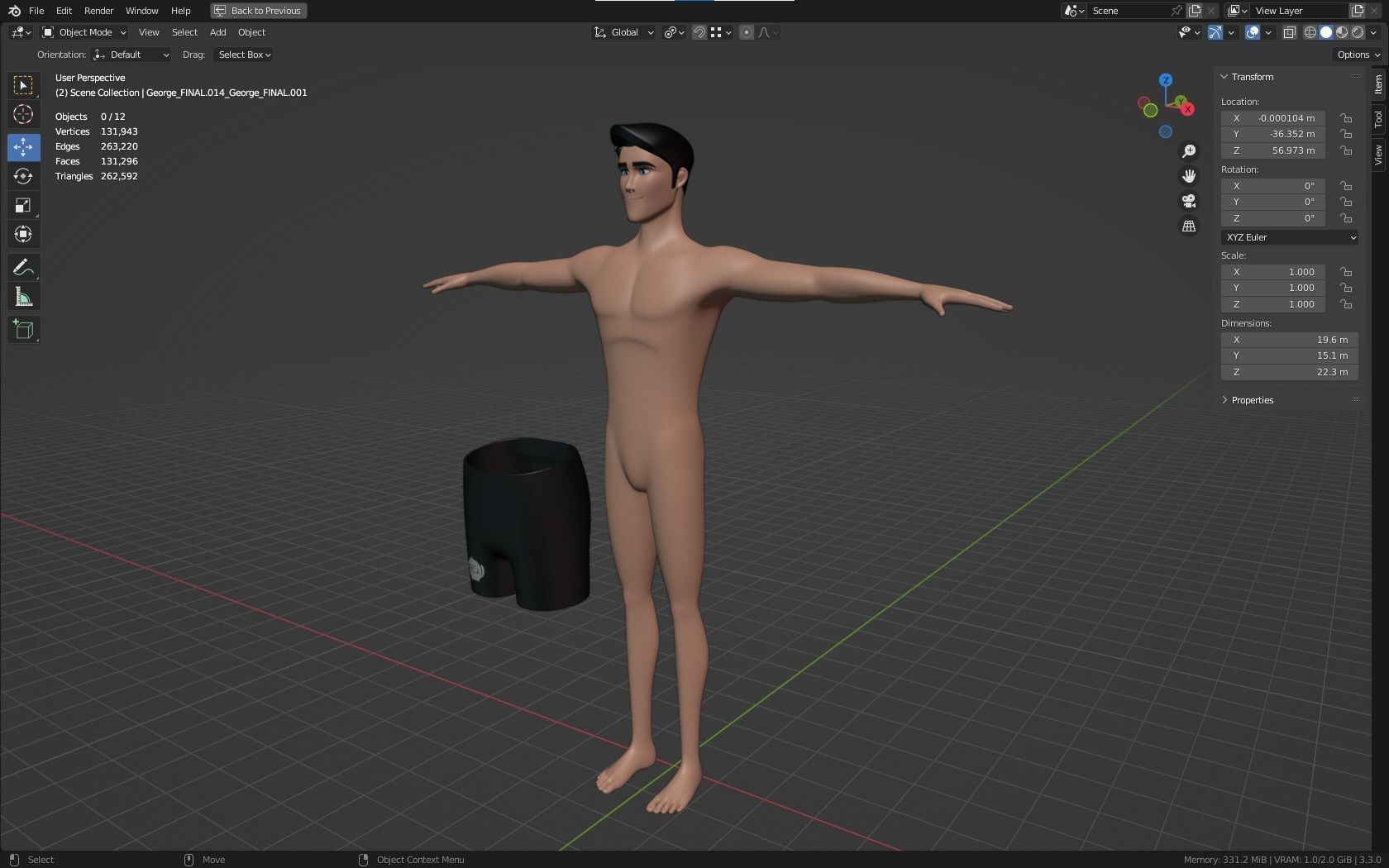 Mike cartoon Male Teen Character 3D model_44