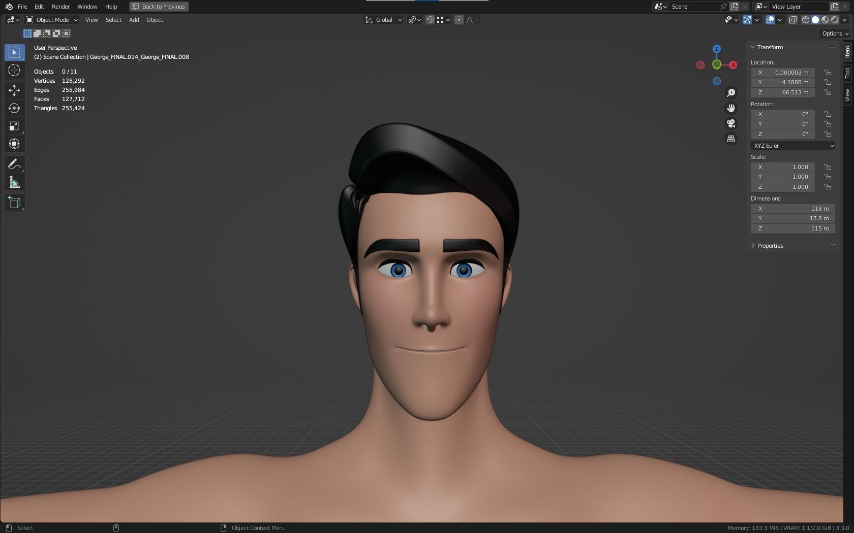 Mike cartoon Male Teen Character 3D model_18