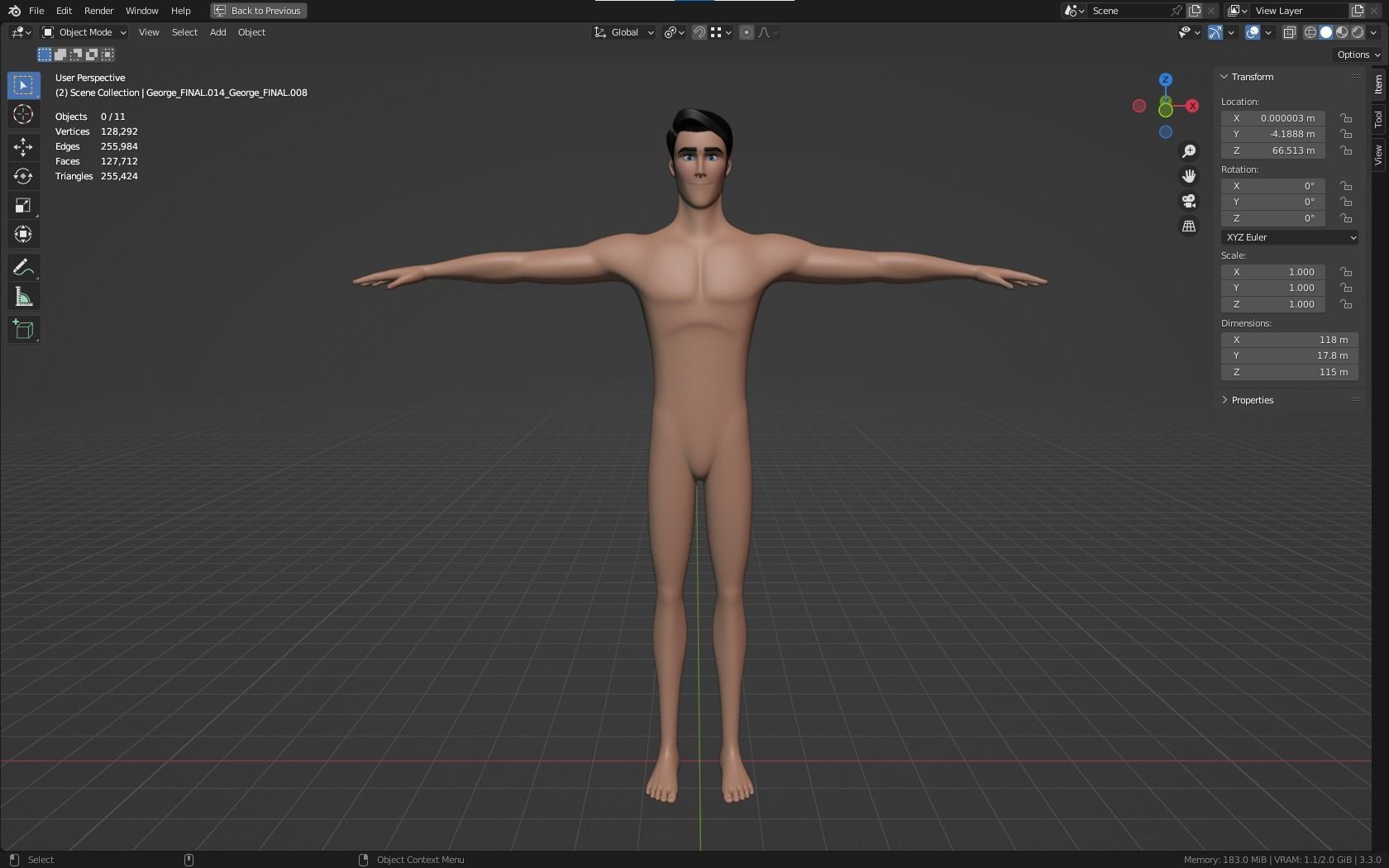 Mike cartoon Male Teen Character 3D model_10