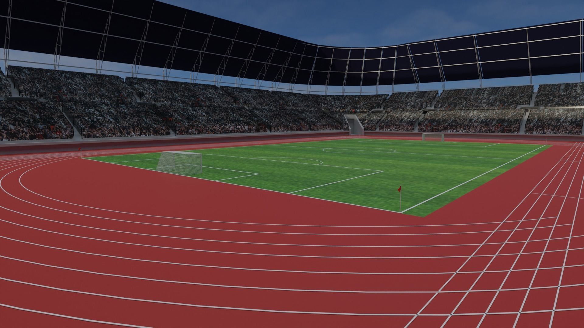 Olympic Stadium - Soccer Fans Low-poly 3D model_1