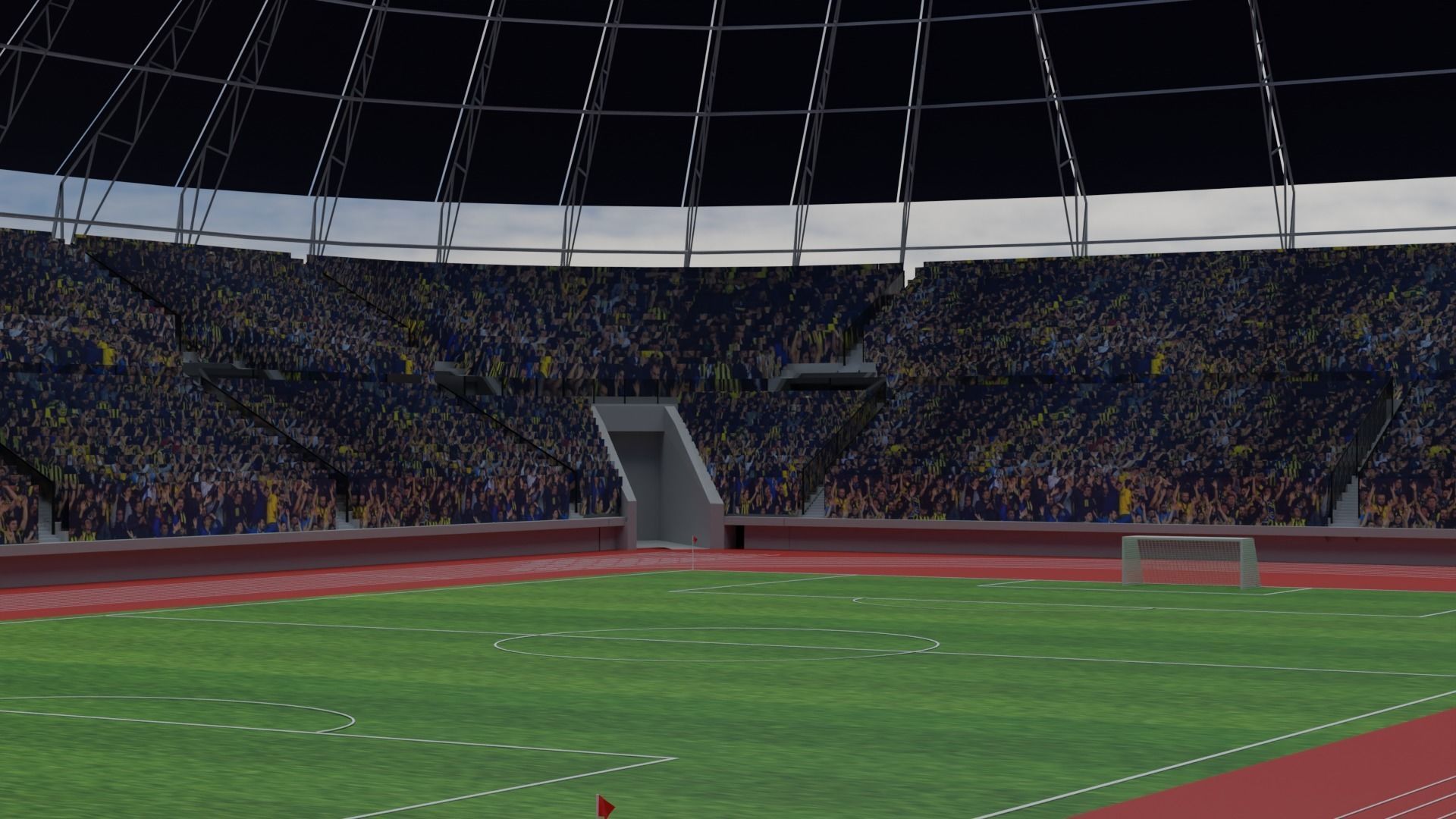 Olympic Stadium - Soccer Fans Low-poly 3D model_6
