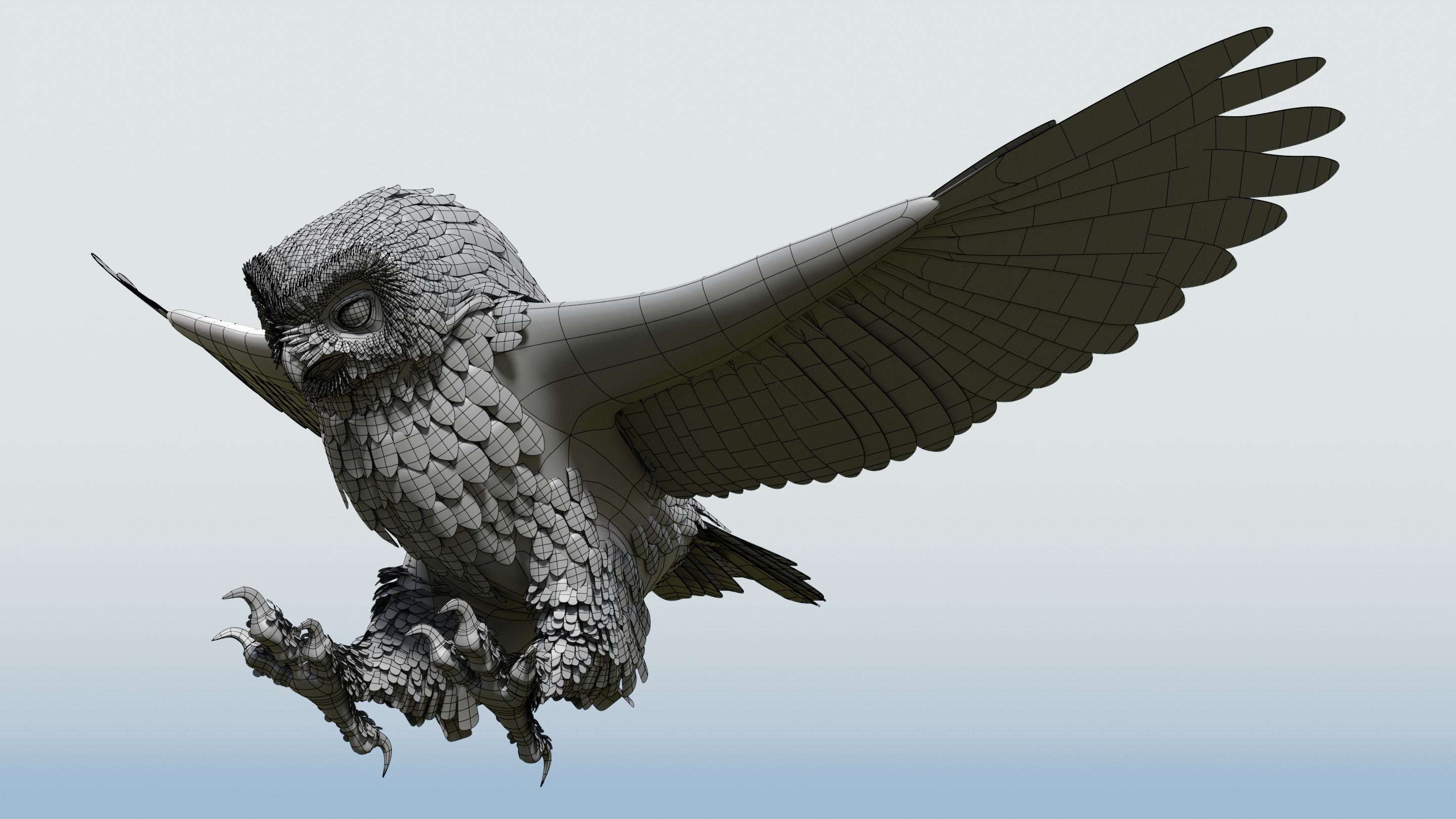 Snow Owl - BLENDER Low-poly 3D model_22