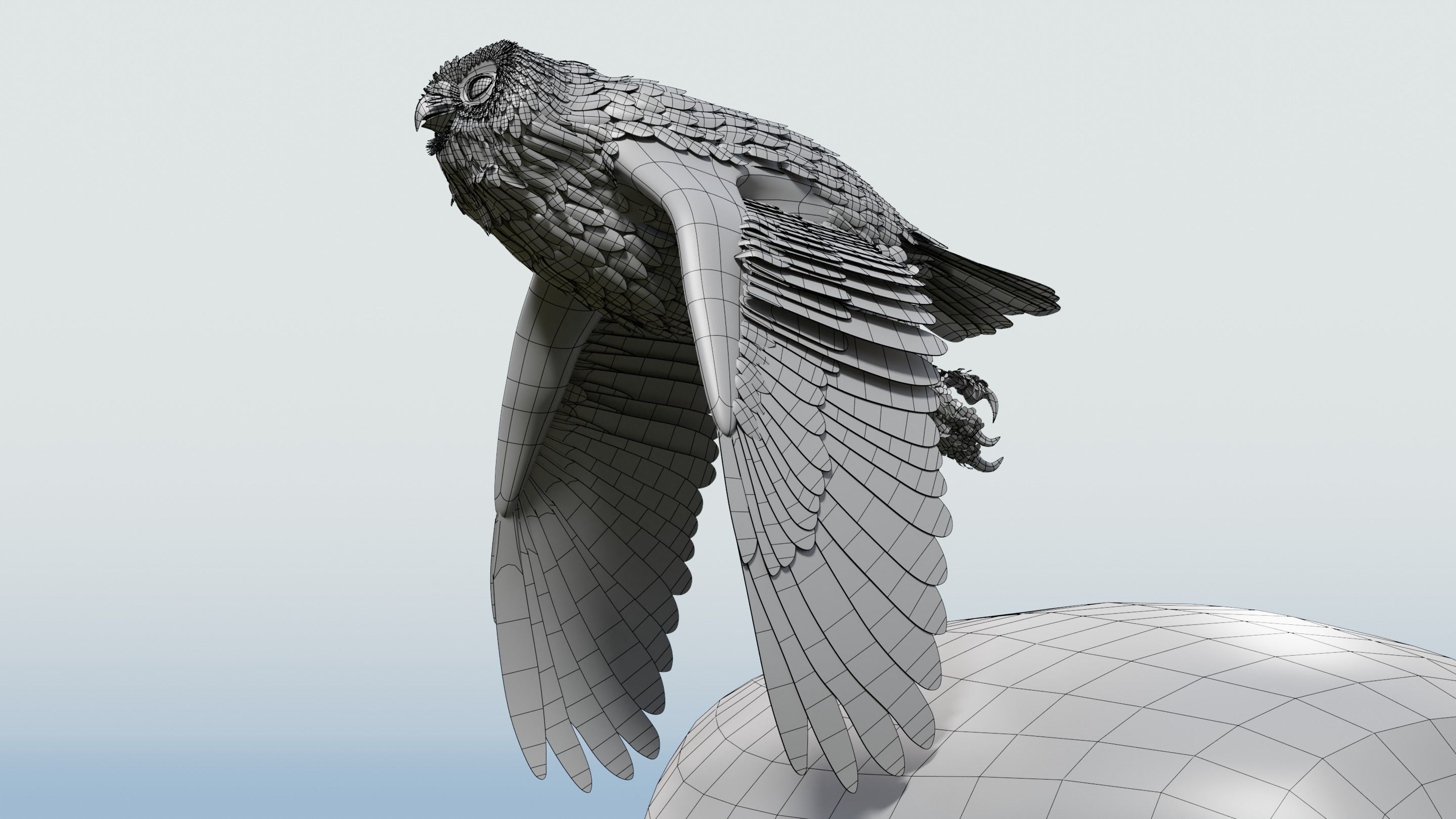 Snow Owl - BLENDER Low-poly 3D model_26