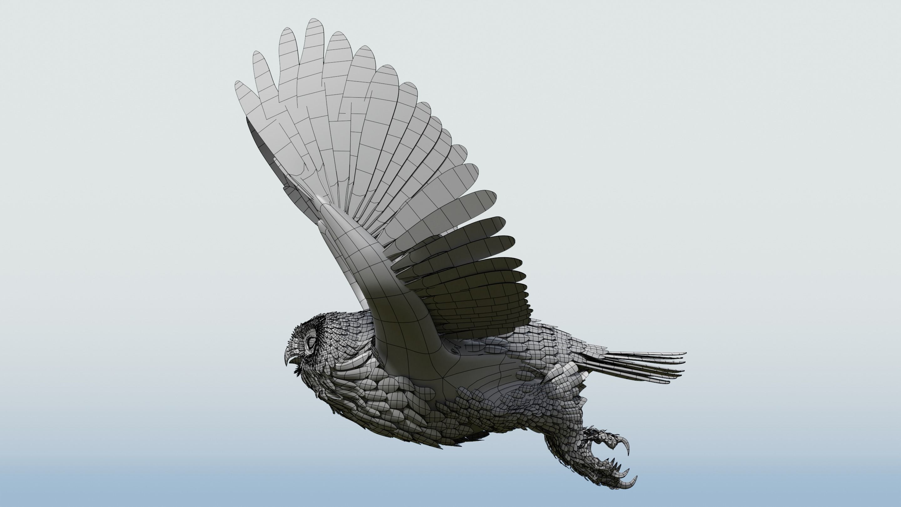 Snow Owl - BLENDER Low-poly 3D model_32