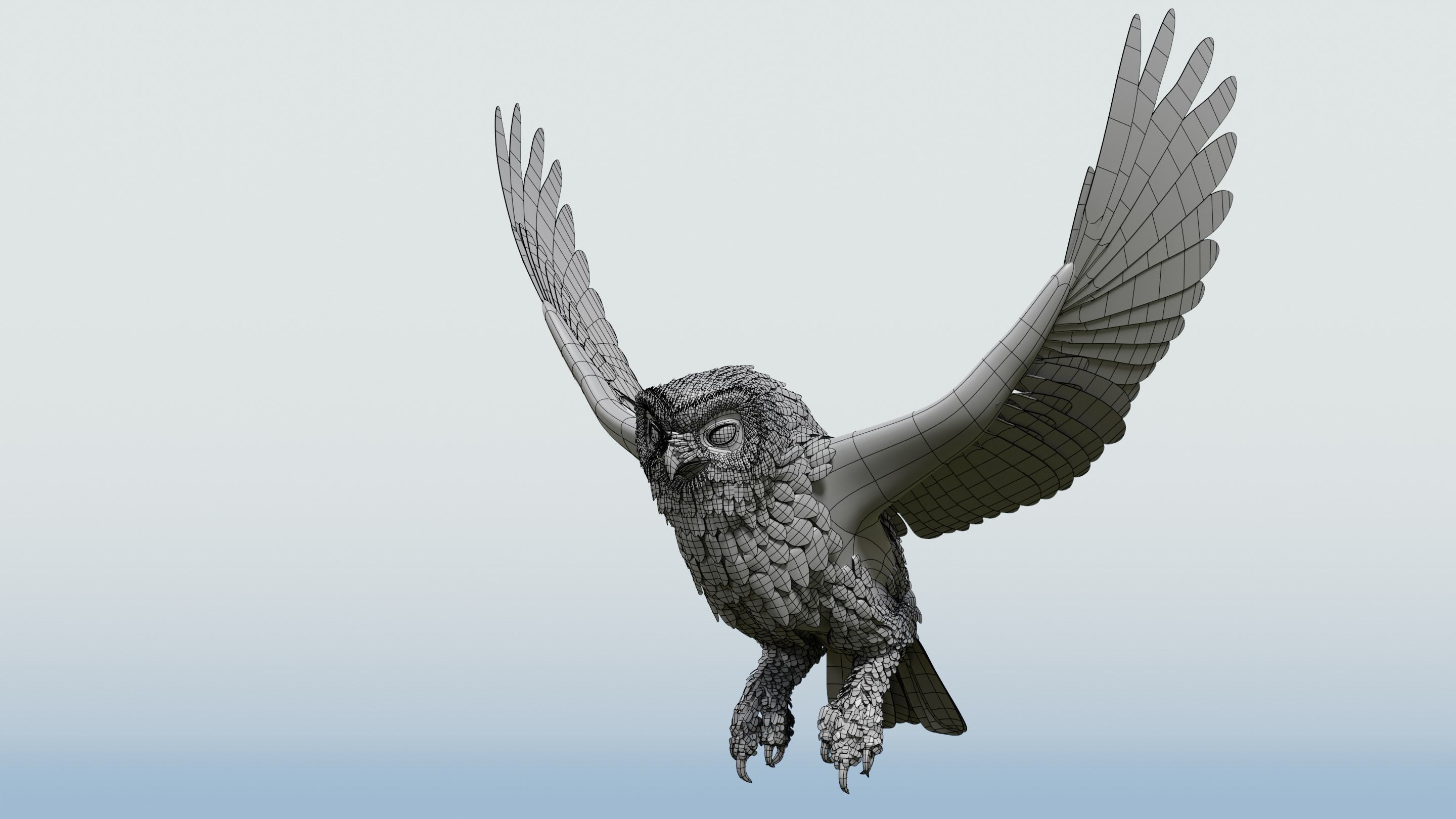 Snow Owl - BLENDER Low-poly 3D model_18