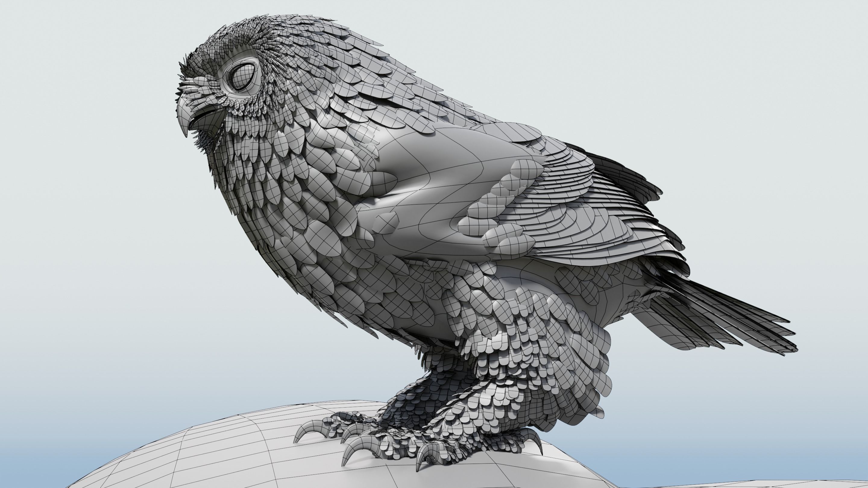 Snow Owl - BLENDER Low-poly 3D model_24