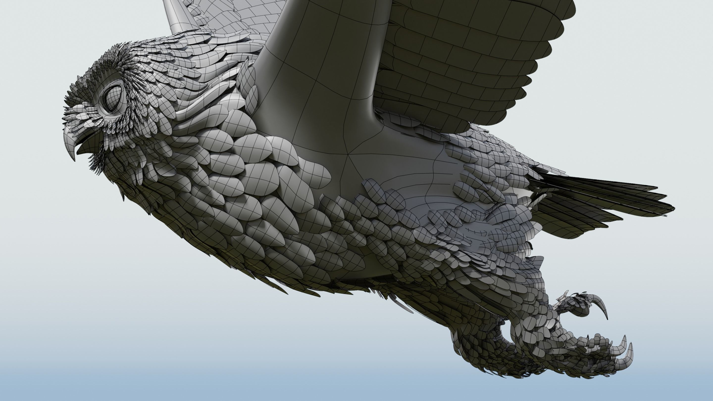 Snow Owl - BLENDER Low-poly 3D model_30