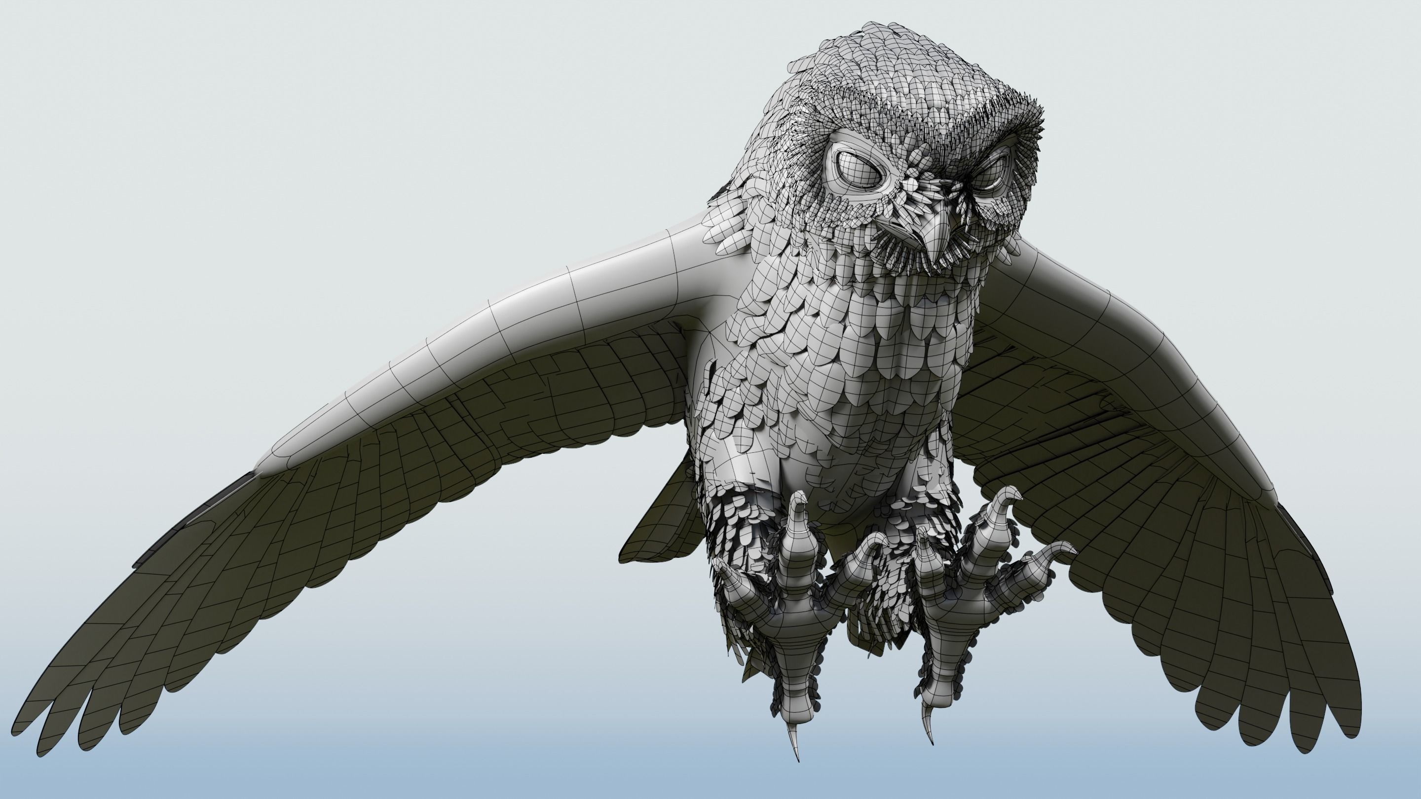 Snow Owl - BLENDER Low-poly 3D model_20