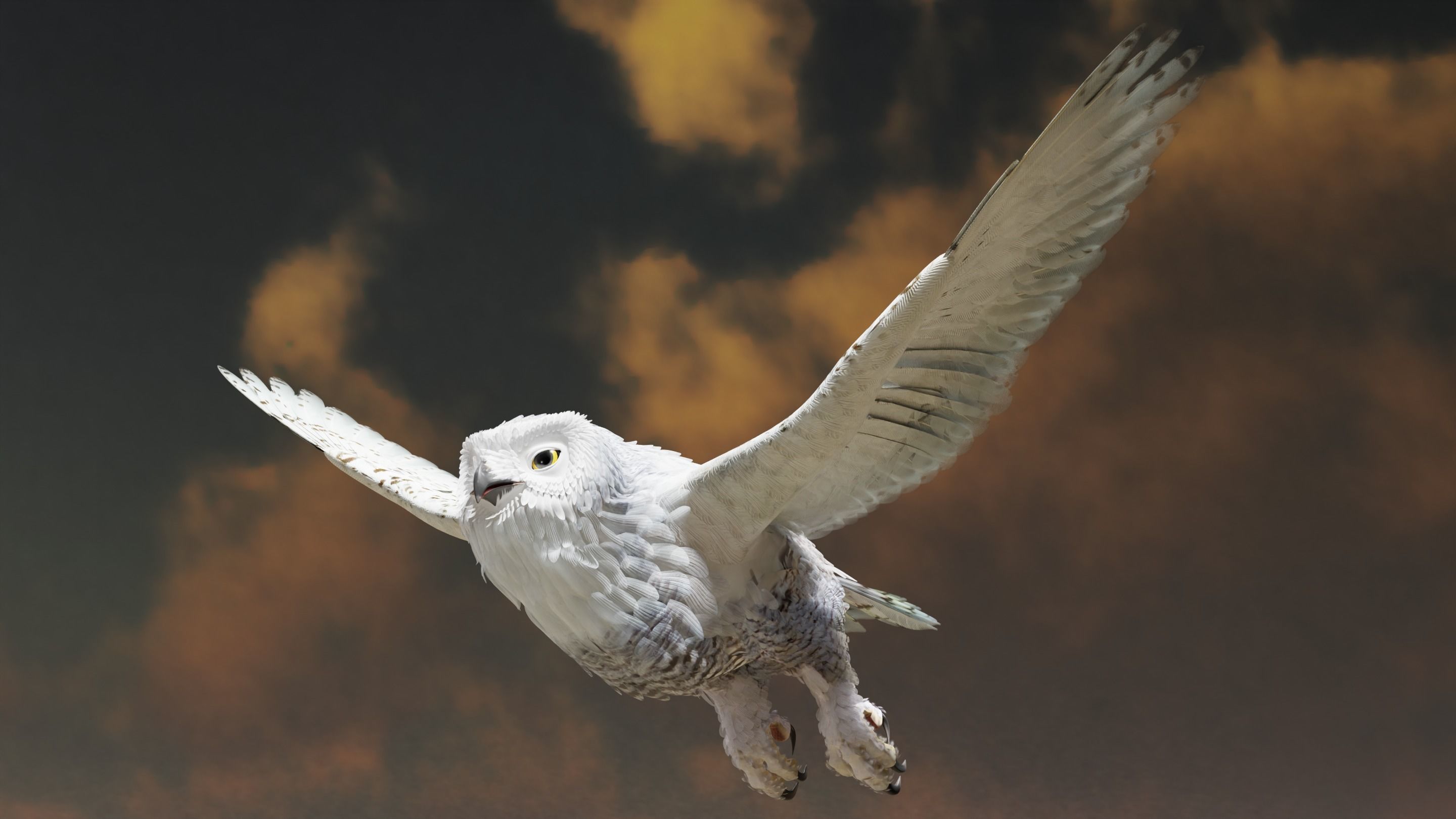 Snow Owl - BLENDER Low-poly 3D model_12