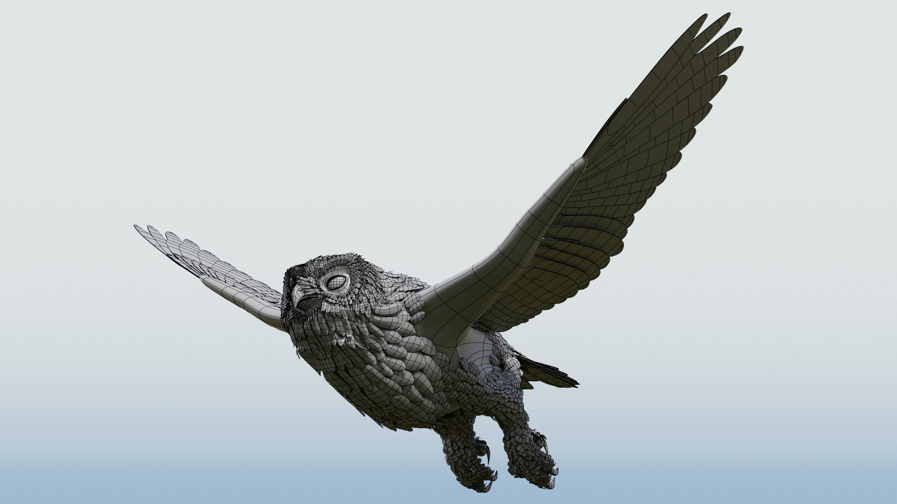 Snow Owl - BLENDER Low-poly 3D model_13