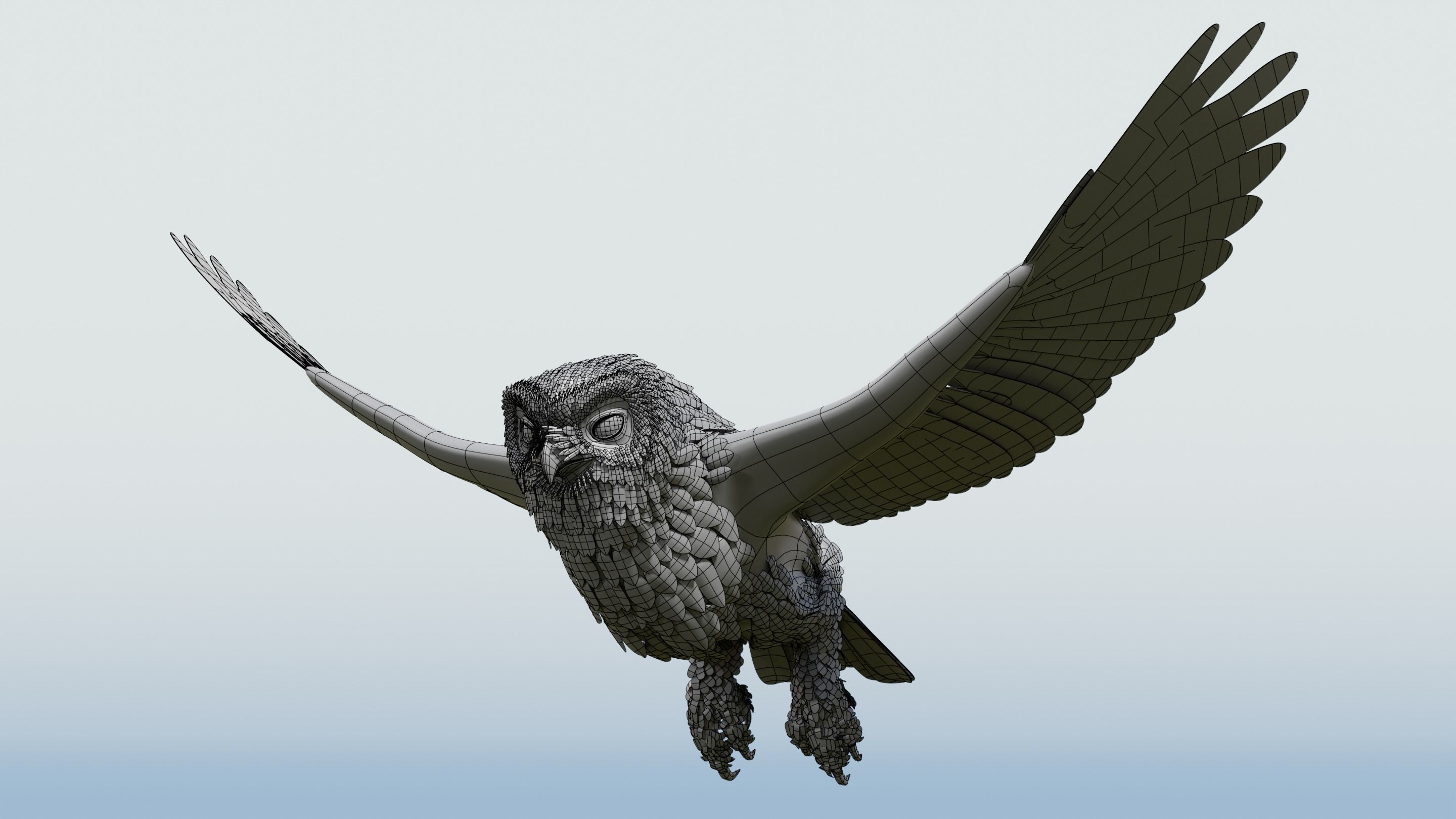 Snow Owl - BLENDER Low-poly 3D model_16