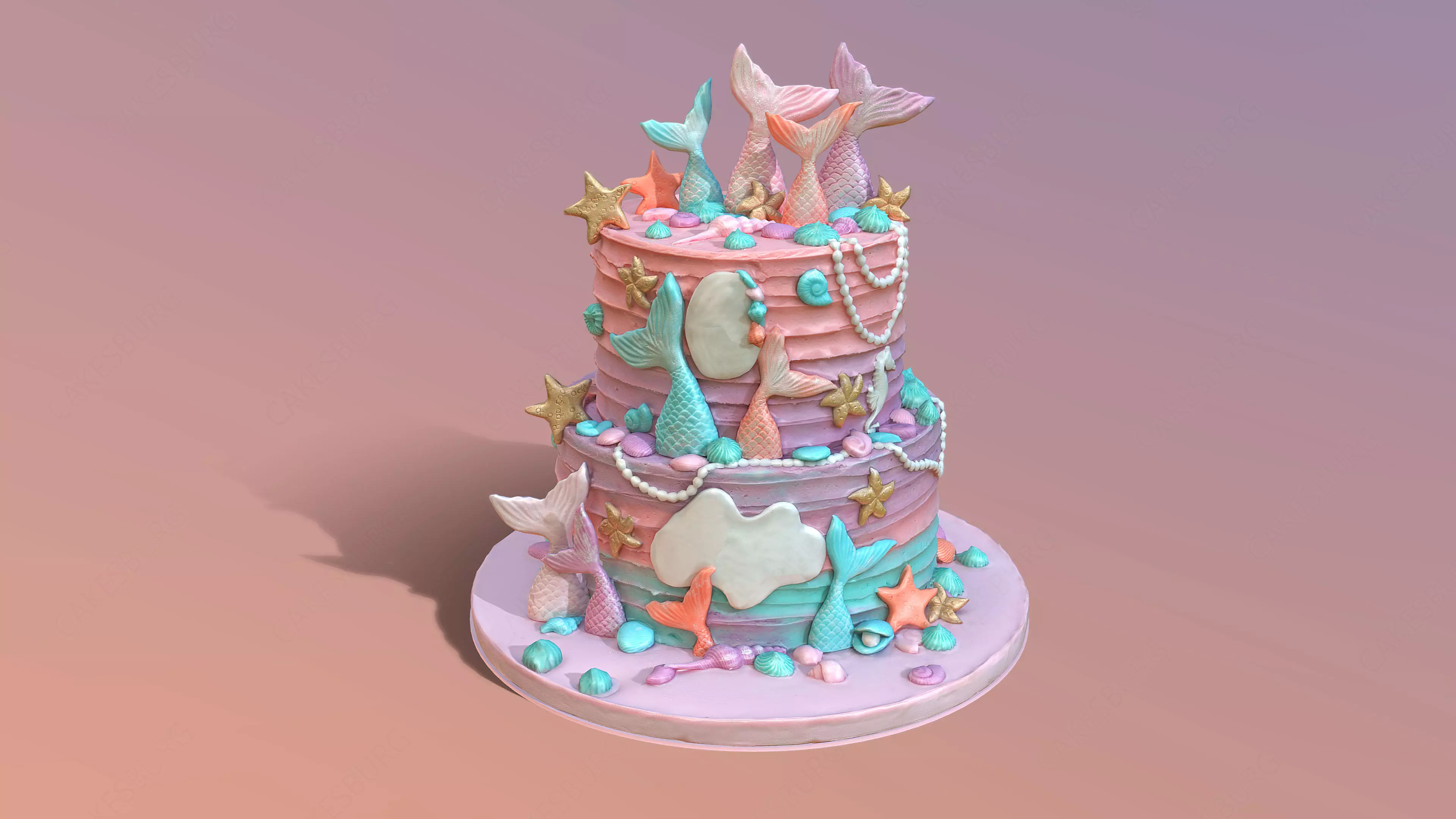 Elegant Mermaid Cake 3D model