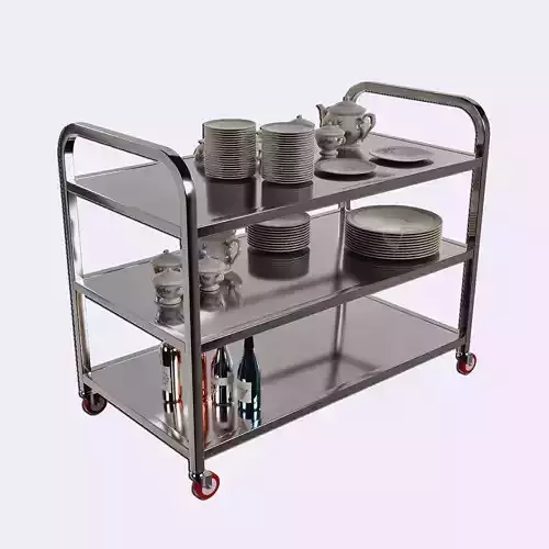 Wheeled Trolley for Hotel and Restaurant 3D model