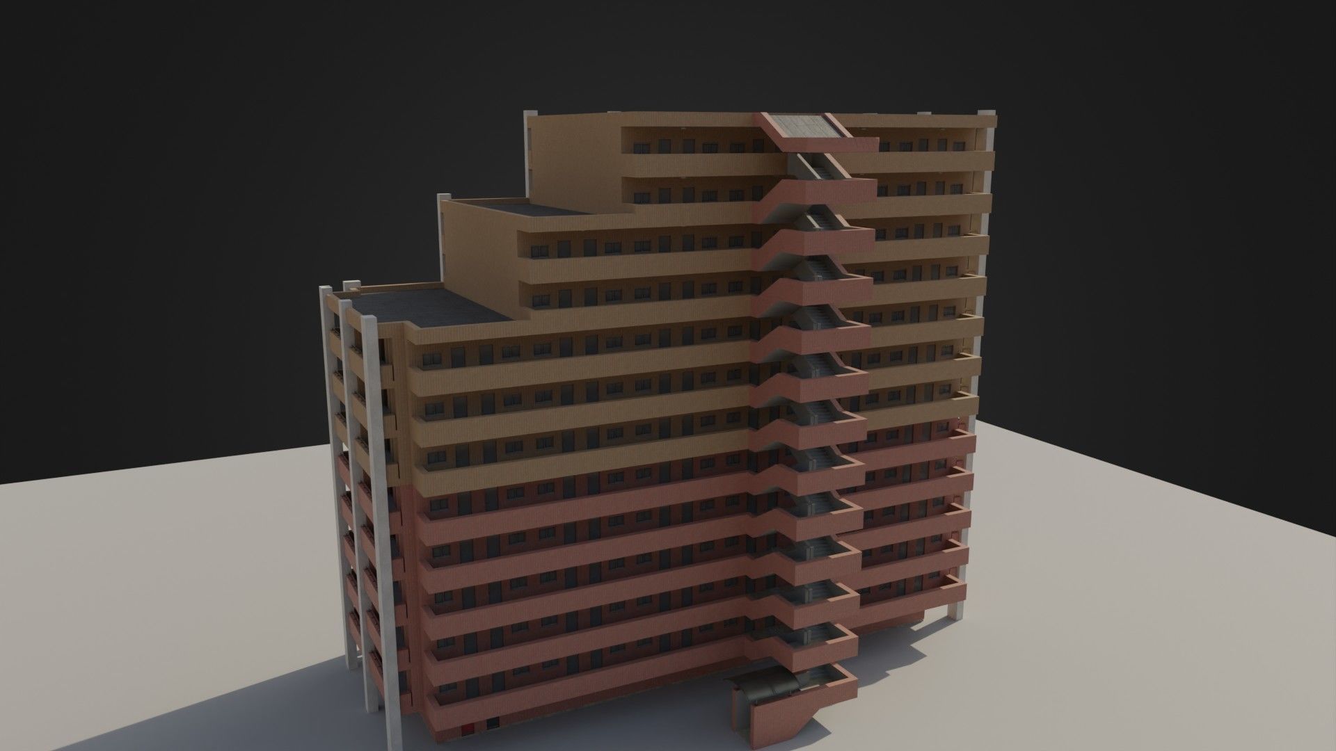 Apartment Building 03 Low-poly 3D model_28