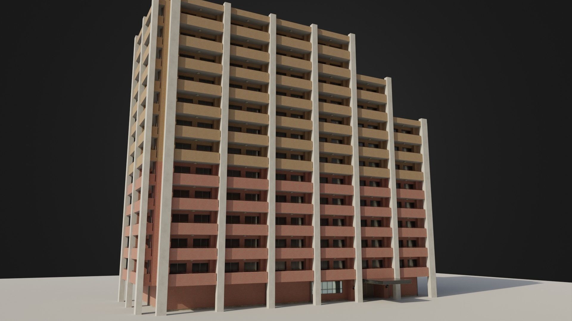 Apartment Building 03 Low-poly 3D model_9