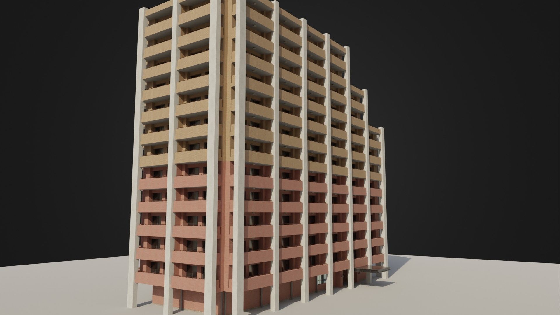Apartment Building 03 Low-poly 3D model_11