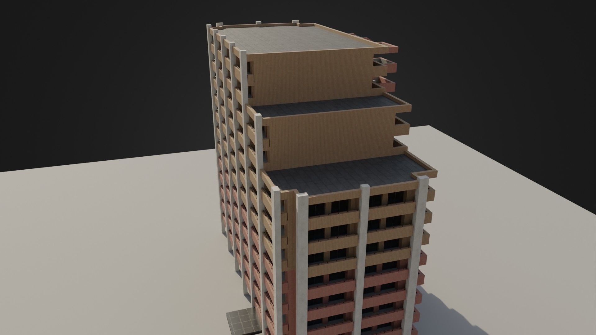 Apartment Building 03 Low-poly 3D model_37