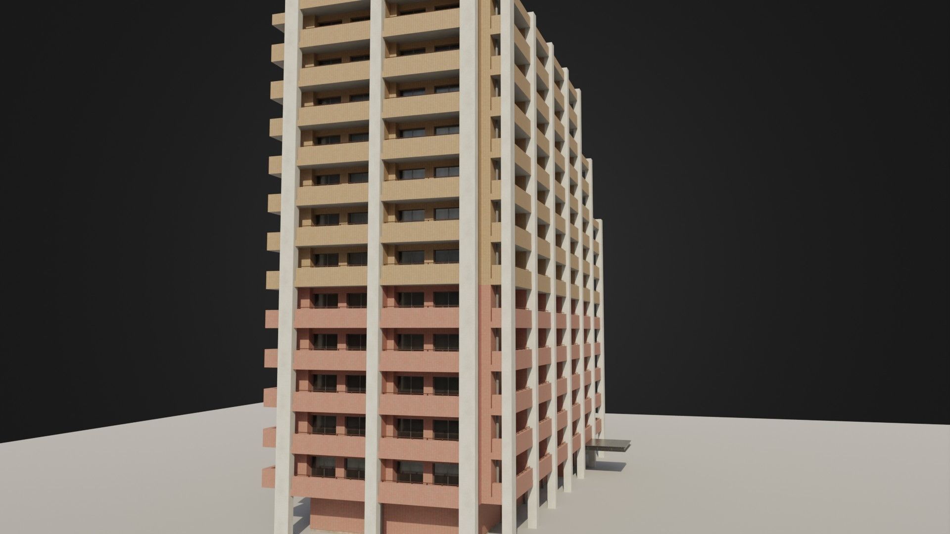 Apartment Building 03 Low-poly 3D model_13