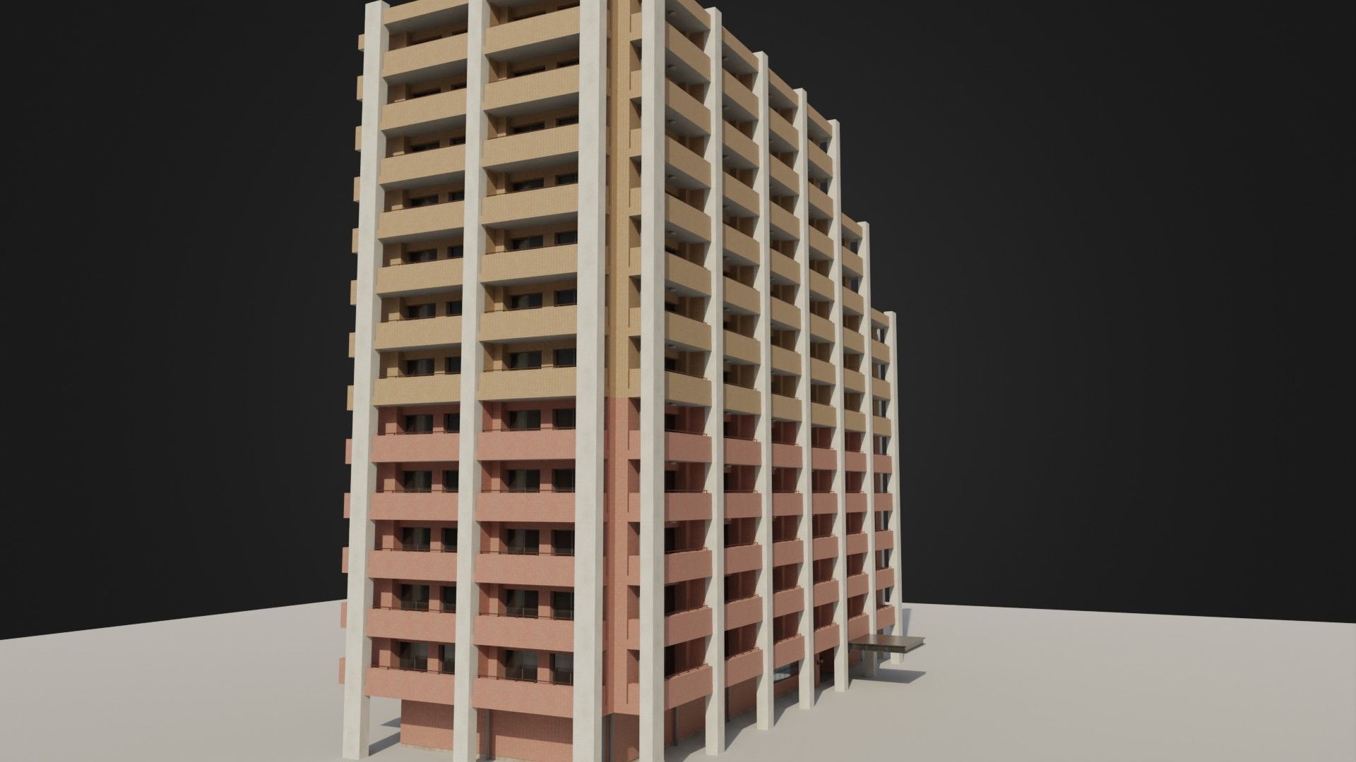 Apartment Building 03 Low-poly 3D model_12