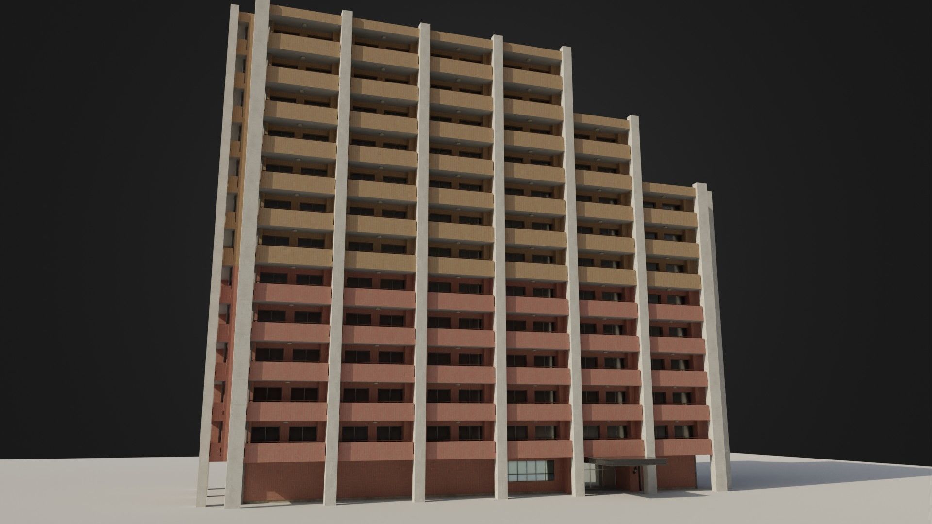 Apartment Building 03 Low-poly 3D model_8