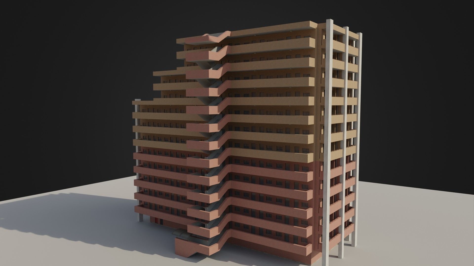 Apartment Building 03 Low-poly 3D model_21