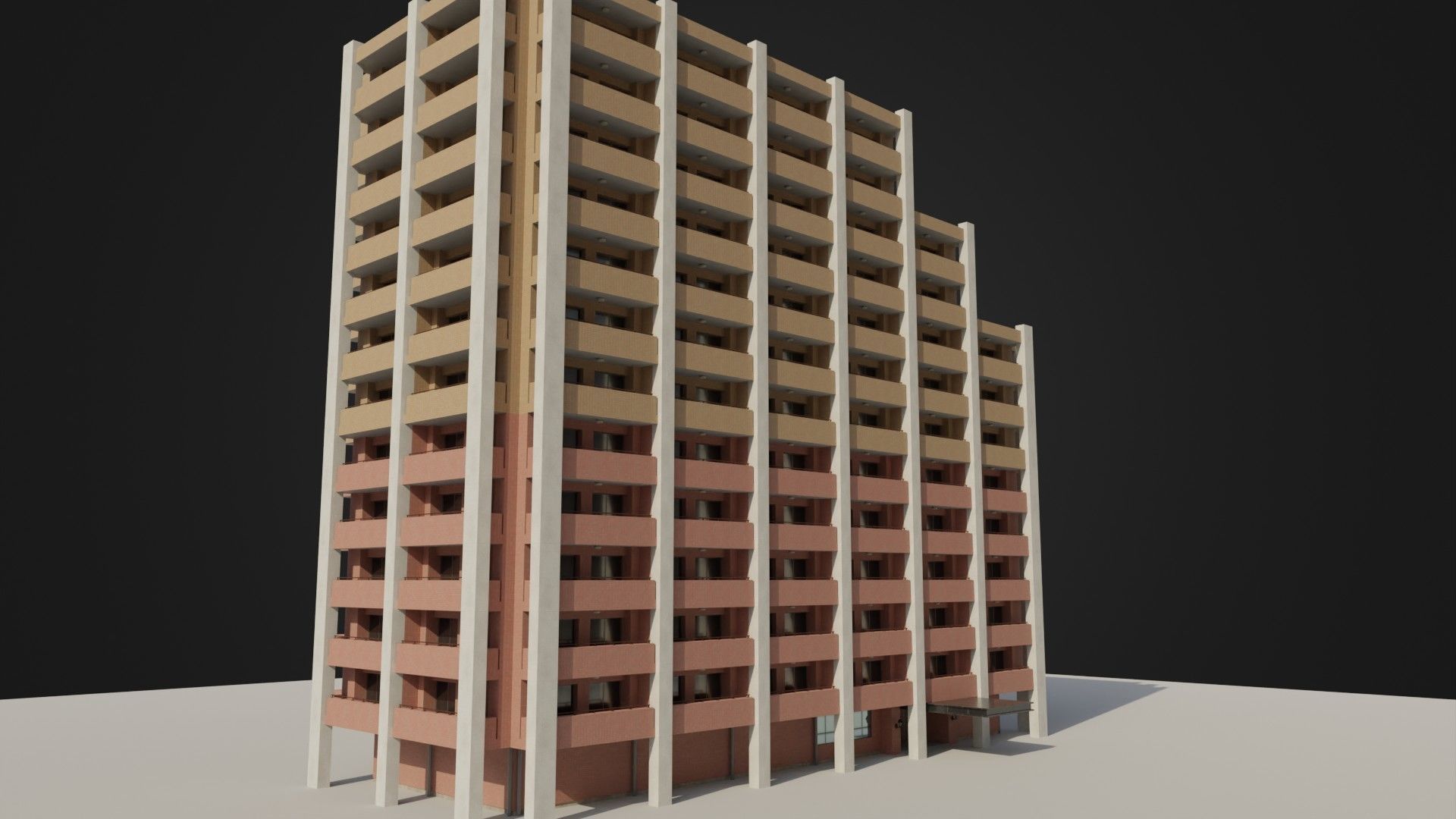 Apartment Building 03 Low-poly 3D model_10